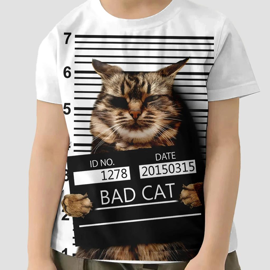 Children Clothes Girl Boys Tshirt Short Sleeve Child T Shirt Kids Summer Clothes 3D Cat Printe Cartoon T-Shirt