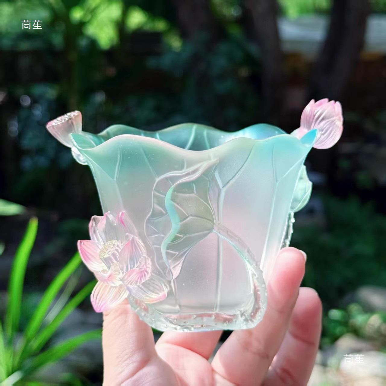 

Креативное глазурованное украшение-чаша в виде цветка лотоса Lingyin Summer Lotus Cup
