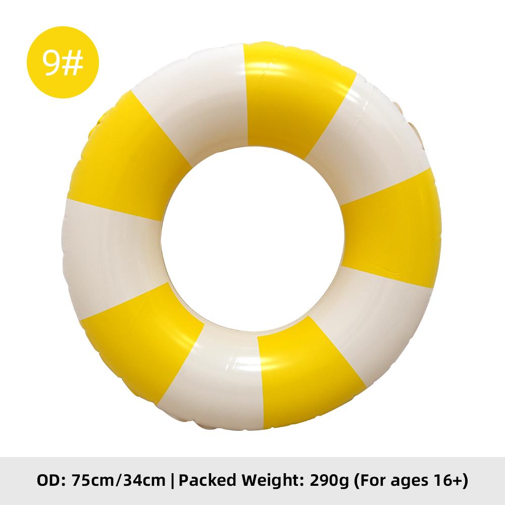 Summer Multicolor Striped Inflatable Swim Ring Thick PVC Leakproof Portable Foldable Pool Float Swimming Circle for Adults Kids