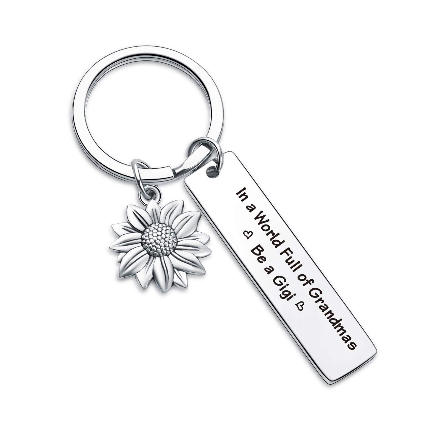 

Grandma Sunflower Stainless Steel Keychain Warm Family Design Fashion Pendant Practical Gift for Grandmother