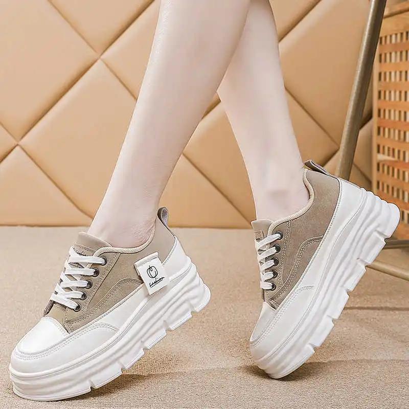 Without Heel PU Leather Sneakers Women Size 42 High Shoes For Women White Short Boot Sport Deporte Classic Tenise Fitness