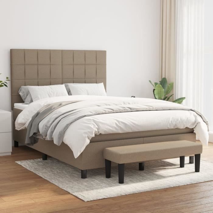 3136601 vidaXL Divan Bed with Mattress Taupe 140x200 Cm Fabric
