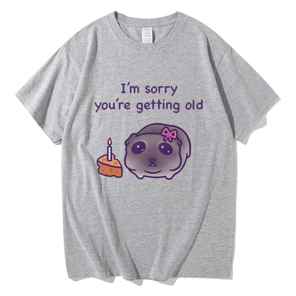 Sad Hamster I'm Sorry You're Getting Old T Shirt Fashion Women Aesthetic Funny Tshirt Unisex High Quality Vintage Cotton T Shirt