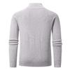 Men's Vertical Rib Knit Half-Zip Stand Collar Woolen Sweater