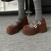 Fashion 2025 New Spring Platform Mary Jane Elegant Shoes Round Toe Crystal Belt Buckle Wedges Pumps Flat Platform Shoes