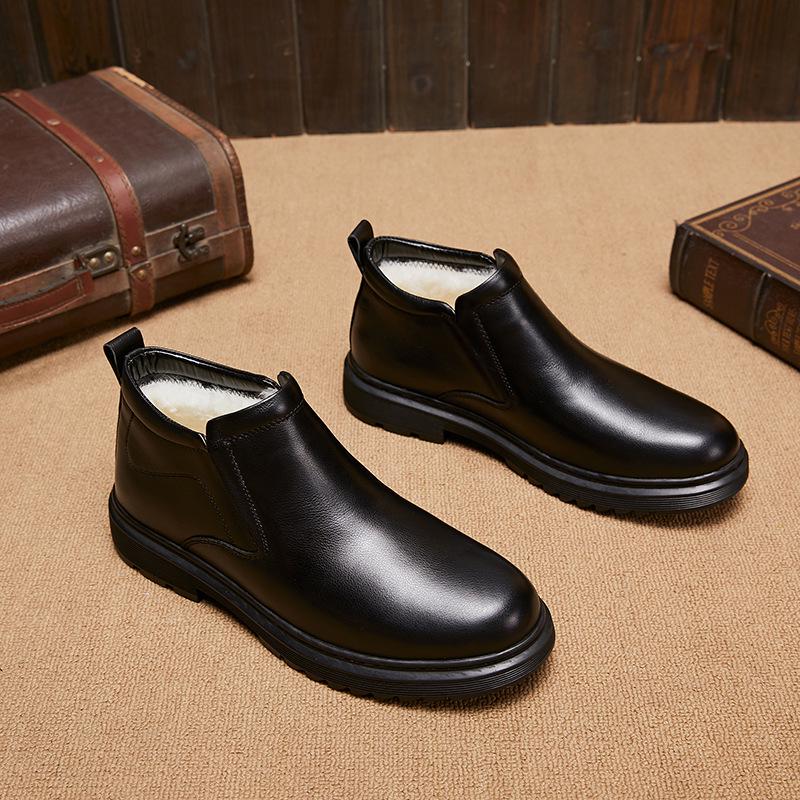 

Зима 2024 Мужские ботинки из натуральной кожи: Удобная, теплая шерстяная обувь больших размеров 45-46 на каждый день из хлопка. 44