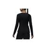Jordan T-shirt da donna aderente a girocollo a maniche lunghe con logo Top Neri FD7383-010