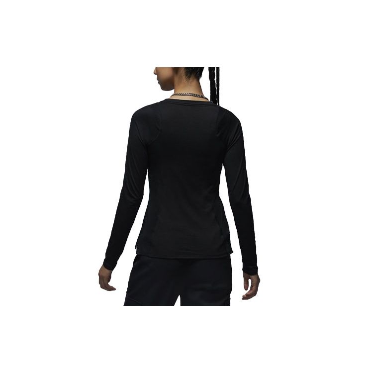 Jordan T-shirt da donna aderente a girocollo a maniche lunghe con logo Top Neri FD7383-010