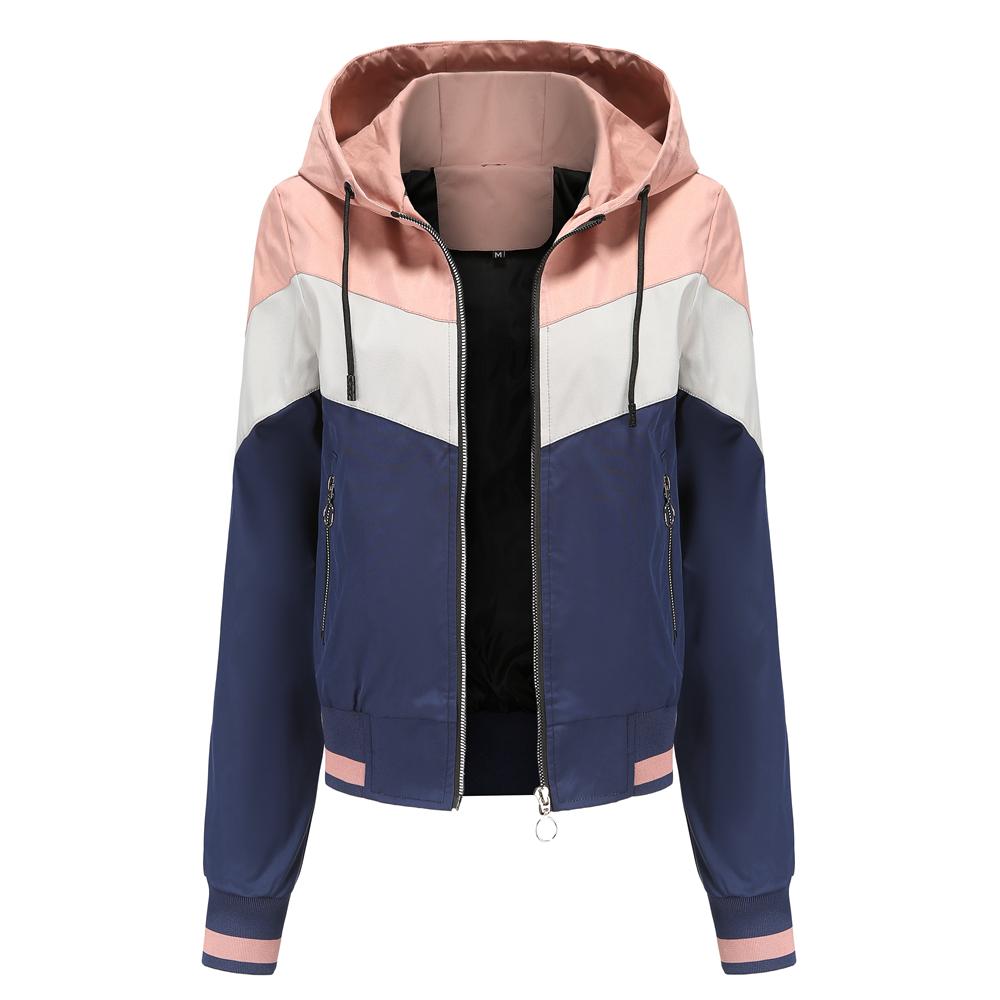 Women’s Windcheaters Thin Zipper Drawstring Hooded Jackets Light Rain Proof Short Trench Coat Spring Autumn Windbreaker Outdoor Casual Wear