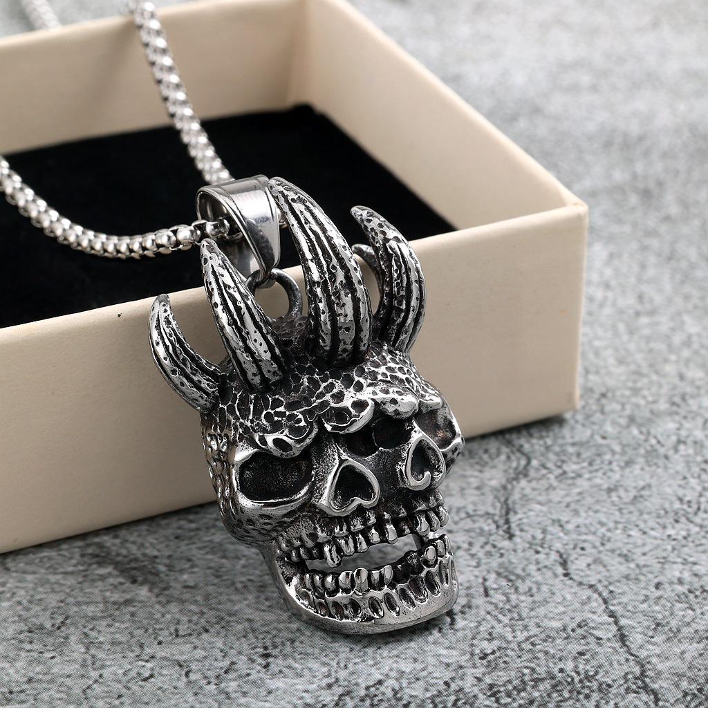 European Retro Devil Mask Pendant Necklace - Unisex Punk Stainless Steel