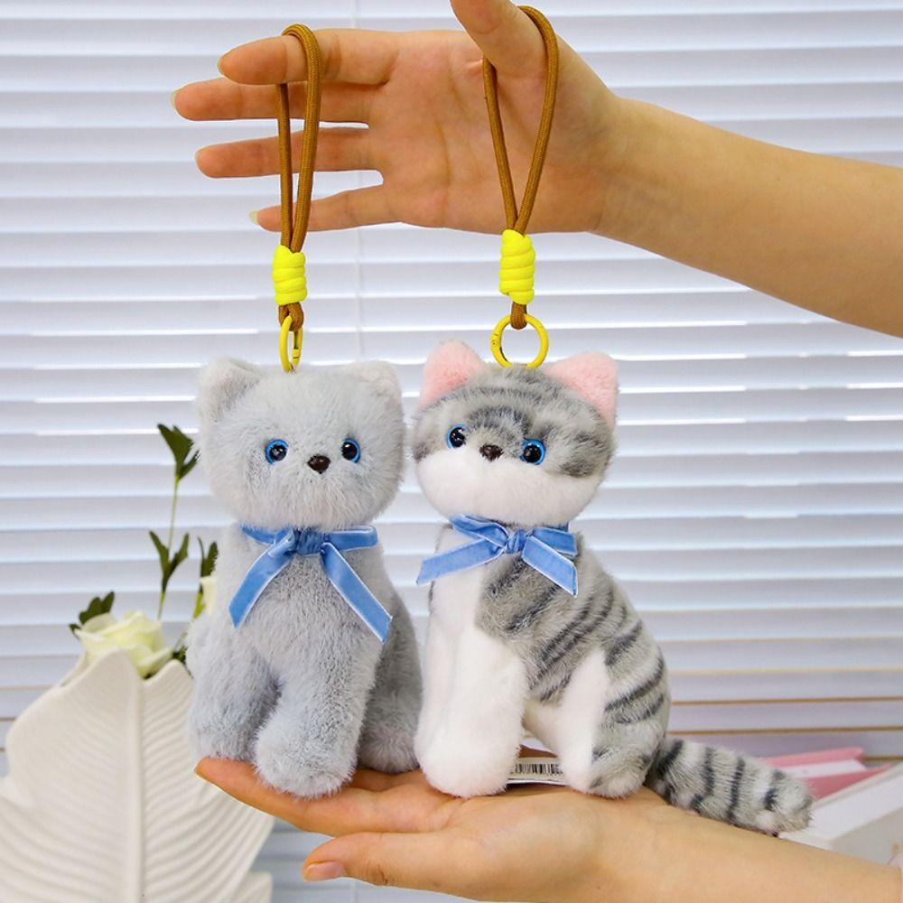 PP Cotton Small Cat Plush Keychain Lifelike Simulated Cat Plush Doll Cat Plush Bag Pendant  Friend