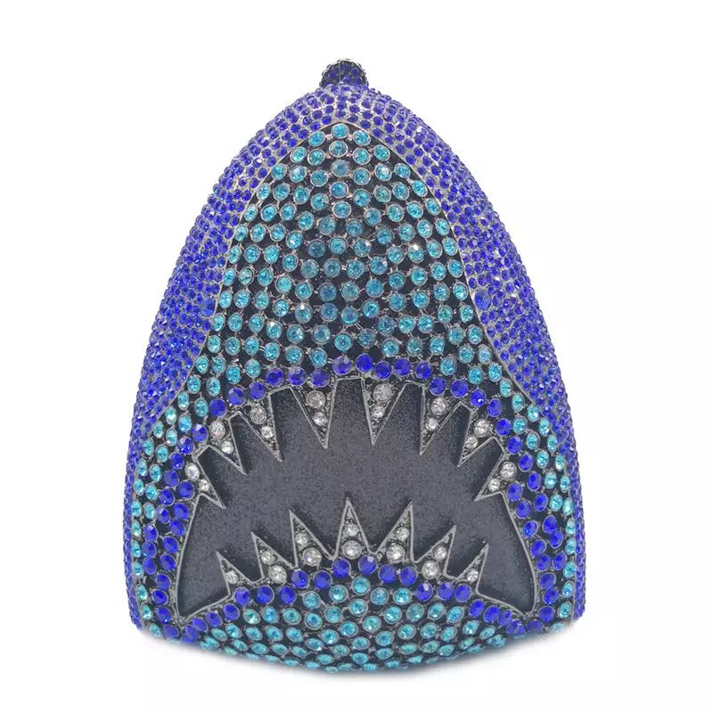 

Shark Shape Diamond Women Clutch Bag New Arrival Blue/Red/Gold 5 Colors Lady Rhinestone Crystal Shoulder Handabgs Chain Wedding 19cmX10cmX5cm