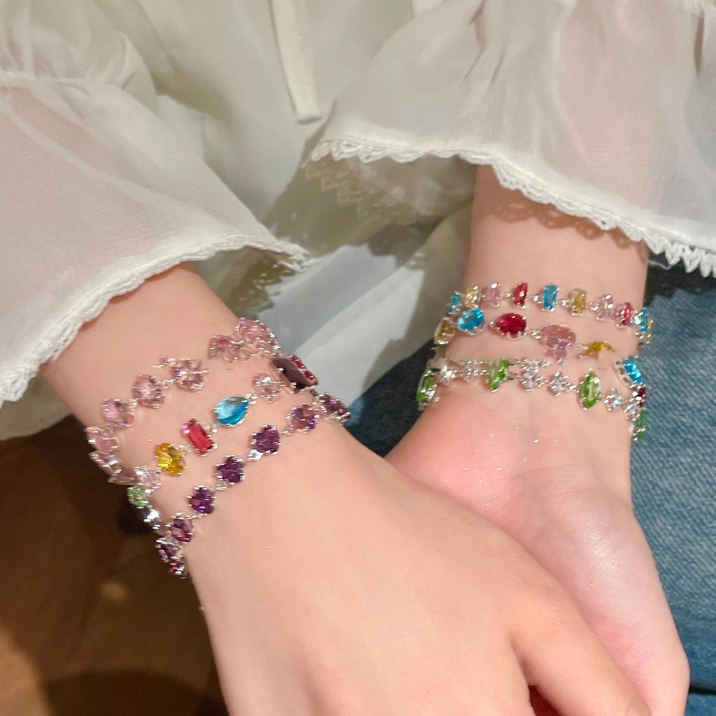 Zircon geometric rhombus bracelet fashion temperament high-end bracelet exquisite niche light luxury versatile jewelry women