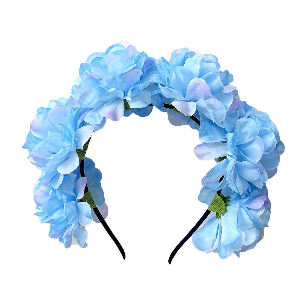 Kids Flower Crown Colorful Floral Hair Hoop Decorative Flower Hairband Realistic Artificial Rose Flower Headband For Beach Trips