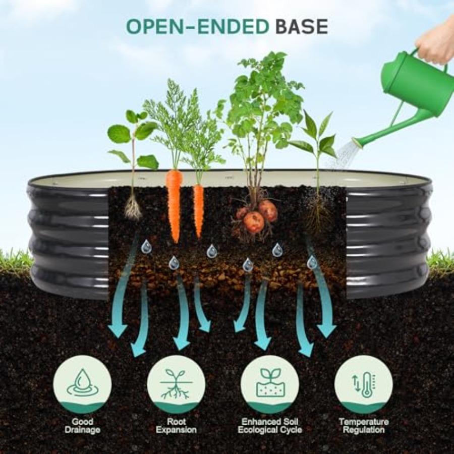 Galvanized Raised Garden Bed Outdoor 4x2x1FT 2 Pack Metal Garden Planter Box with Safety Edging Gloves for Gardening Vegetables