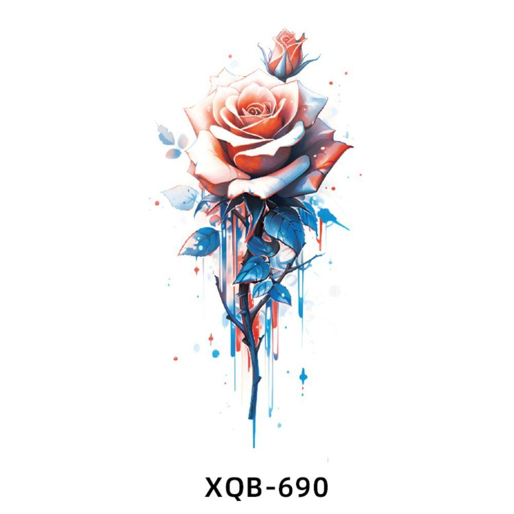 

Цветная цветочная татуировка на руку, женская цветочная татуировка на груди, новая временная татуировка 10