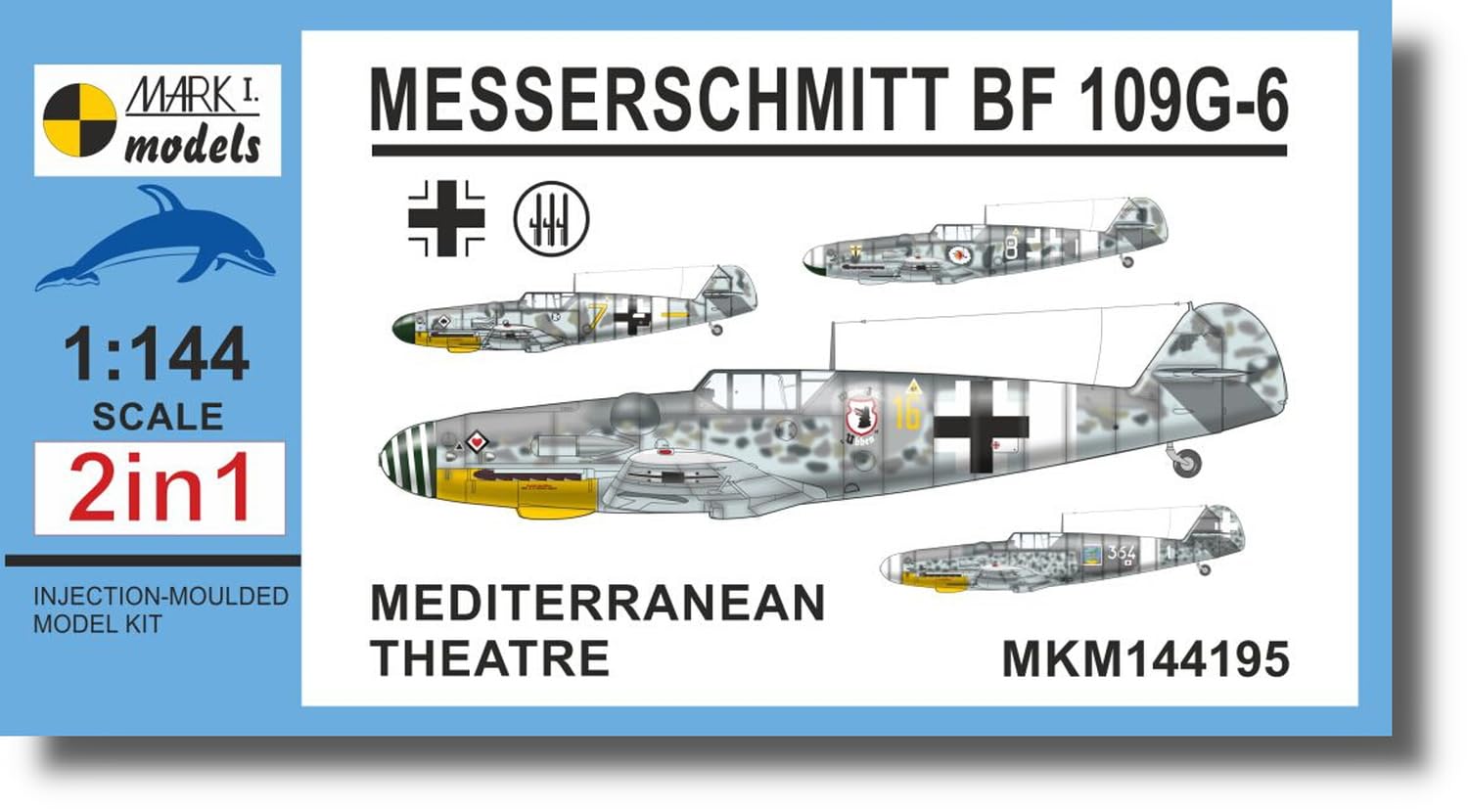 

Messerschmitt Mark 1 Театр военных действий в Средиземноморье Пластиковая модель MKM144195 1/144 Bf109G-6 2-комплекта (Самолет)