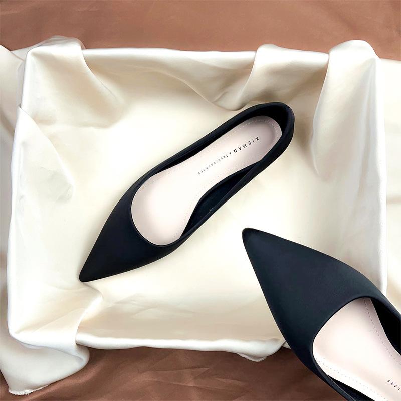 

Fashion Professional Flat Bottomed Women s Shoes 2025 New Satin Temperament Shallow Mouth Work Shoes High Quality Women s Single Shoes 34 чёрный