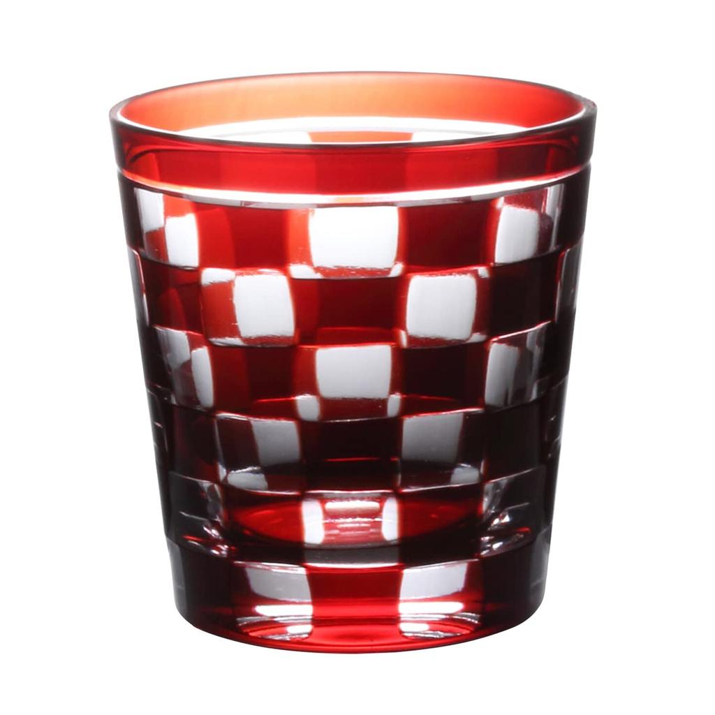 Dinner Luxe Cut Glass Rock Glass Cup 260cc Ichimatsu Red Kouga Takumi-fu 85xH90mm PNO.333576