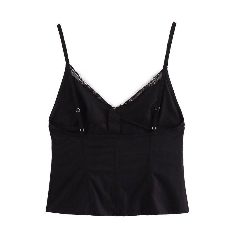 Fashion Style 2024 Summer New Arrival Women's Clothing Easiest for Match Poplin Lace Corset Tops 0881031800