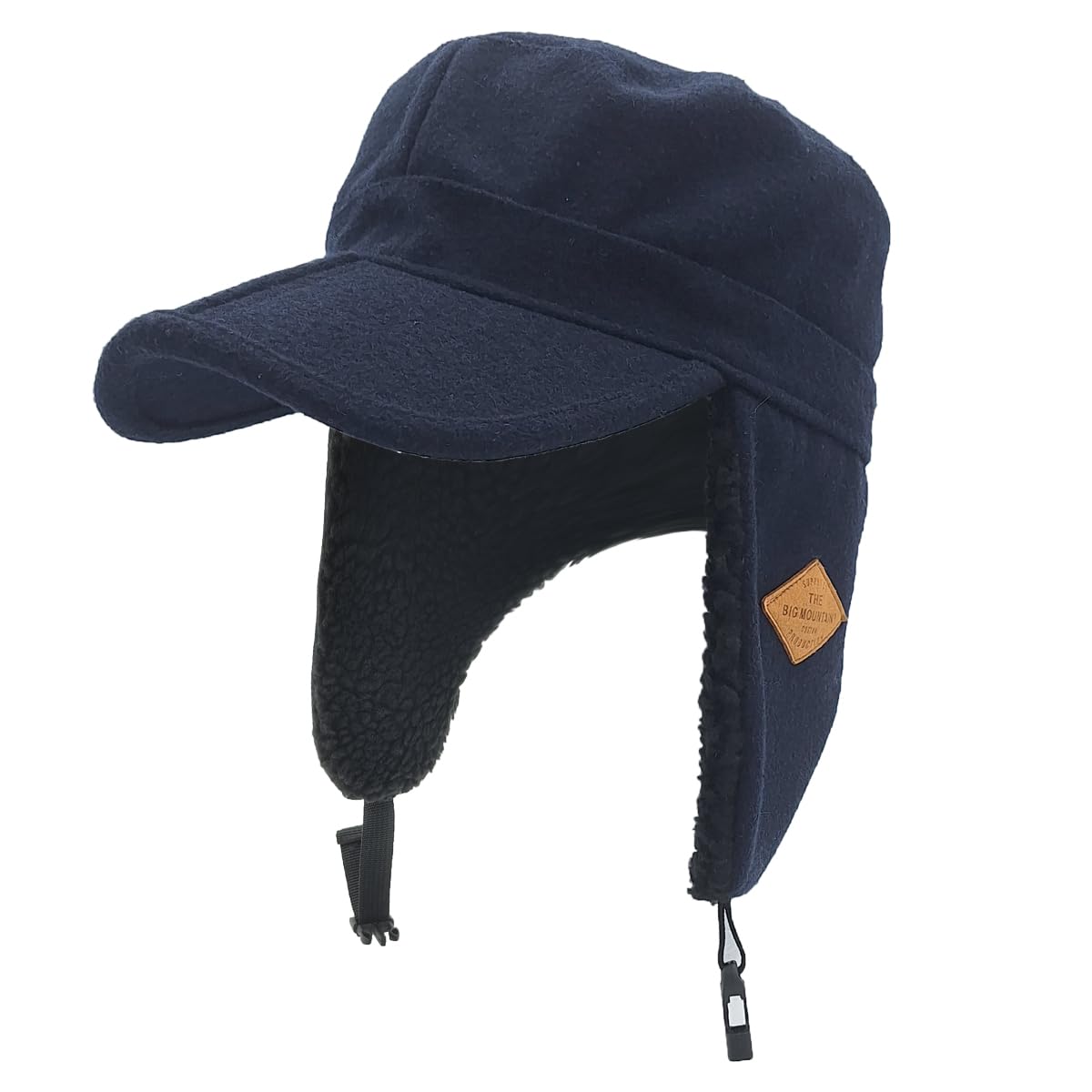 

White Field Design Deep Forest Foldable Flip Visor Cap with Ear Flaps, Compact, Inner Boa, 2-Way Outdoor Use (Navy)