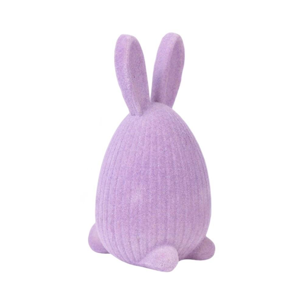 Creative Flocking Easter Bunny Ornament Resin Easter Decor Easter Egg Decoration  Home Decoration
