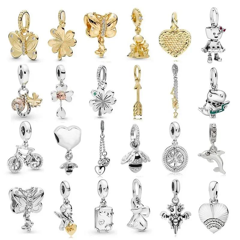 New Arrival Clover Butterfly Elephant Heart Pendant Bead Fit European Charm Bracelets Jewelry Making Accessories