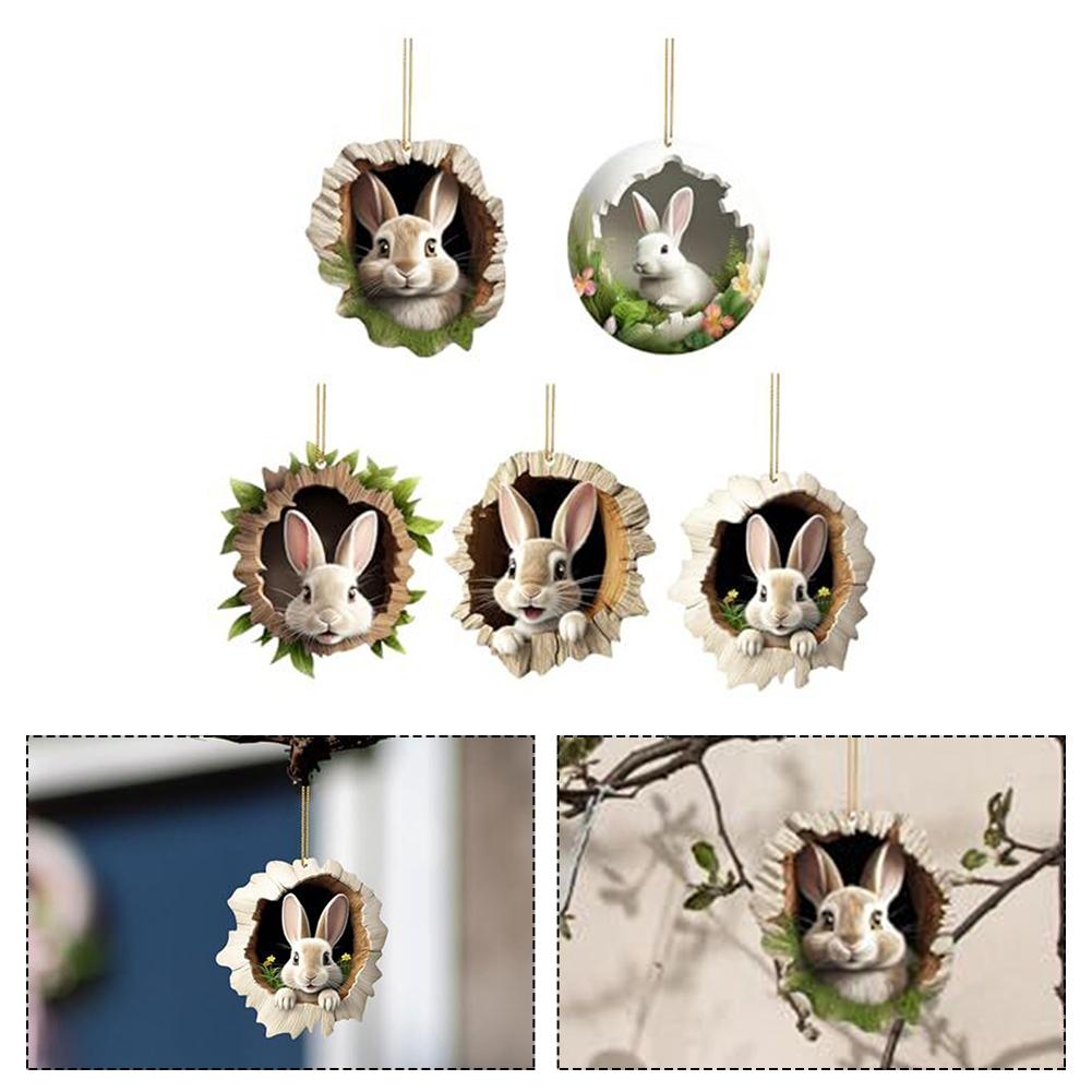 Acrylic Pendant Bunny Decoration Lightweight Acrylic Materials Multi-functional Decorations Adorable Car Pendant Accessory