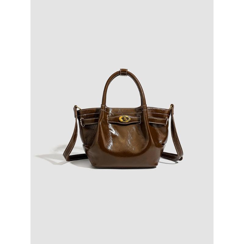 Handbag - Elegant Small Clutch Bag - Shoulder Bag with Slanted Strap кофейный