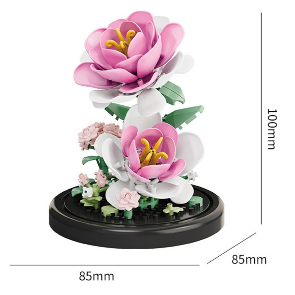 Potted Plant Micro Building Blocks Simulation Lily Rose Flower Assembling Brick Model Kids Toys Home Decoration Collection Gift