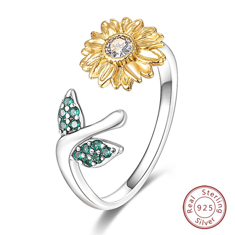 Adjustable Rings Copper Mermaid Wing Dragon Sunflower Tulip Open Rings For Women Female Original Engagement Jewelry