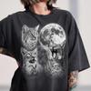Distressed Bobcat Moon Graphic Tee, Wild Cat Nature Lover Shirt