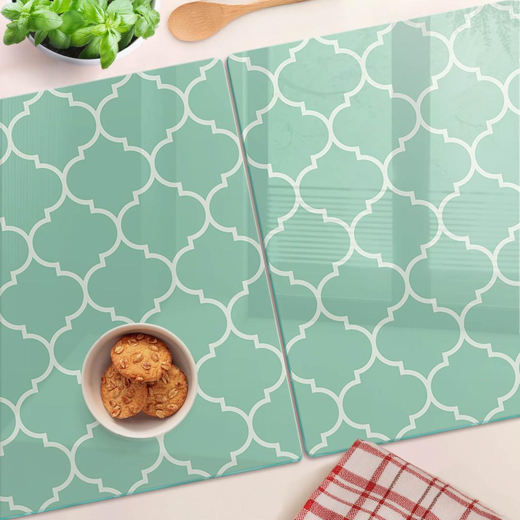 Glass Kitchen Cutting Boards with Moroccan Pattern Graphics 2x40x52 Cm