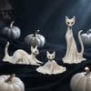 Odorless PLA Filament Decoration 3D Printed Cat Ghost Statues, Halloween Haunted Kitten Figurines with Hollow Eyes Detailed Carving Decor