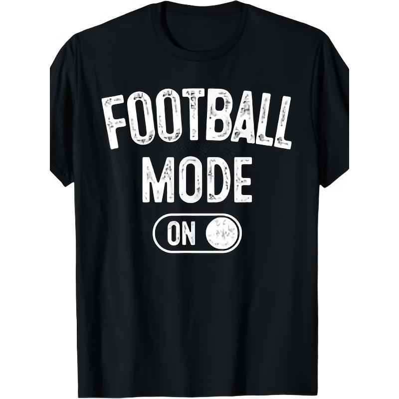 

European sizes Men Retro Football T-Shirt - Football Mode On Graphic Print, Breathable Soft Short Sleeve Tee with Suitable for - Casual Wear 4XL чорний