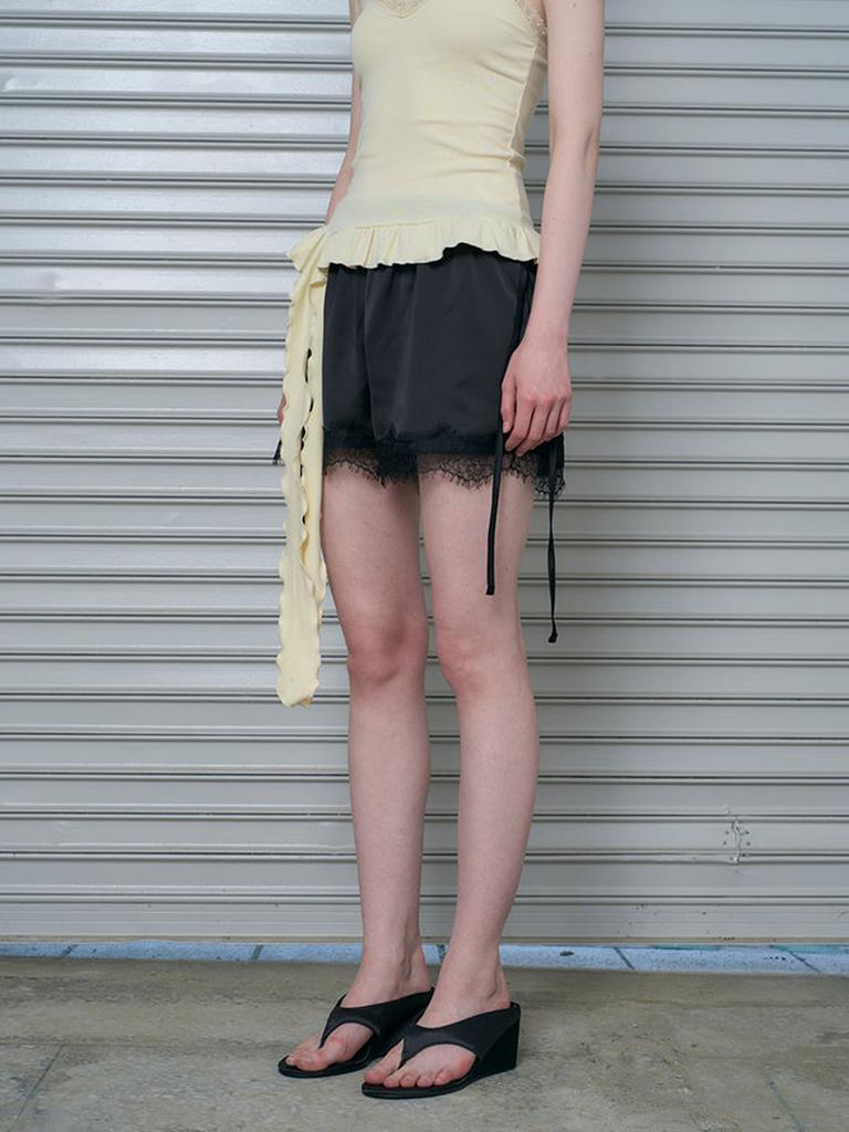 Lami Strap Point Satin Pants (Black Color)