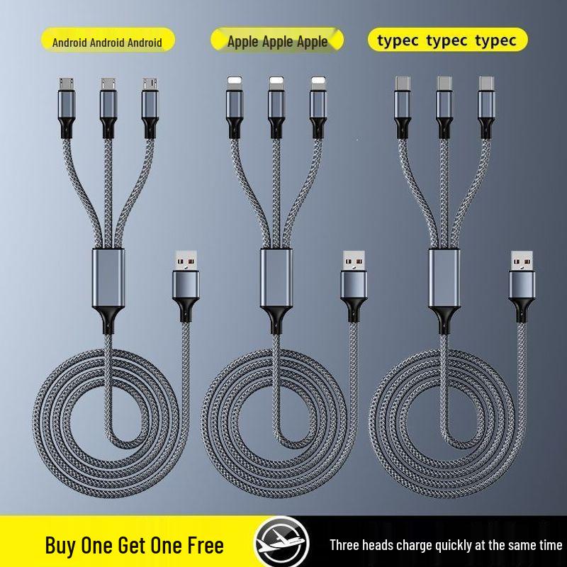 2m Multi-functional 3-in-1 Fast Charging Cable: USB-C & Android Compatible Charger
