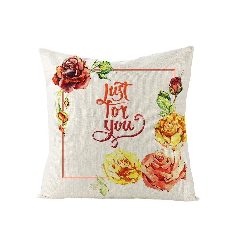 Valentine's Day Pillowcase Floral Series Square Polyester Pillowcase Home Cushion Cover