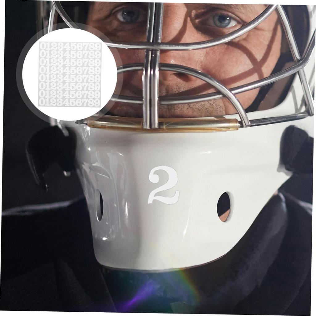 Anneome Waterproof Number Stickers for Set of Vinyl Suitable for and X Cm Helmets, 6, Self-Adhesive Stickers, Soccer, Hockey, Baseball, Softball,