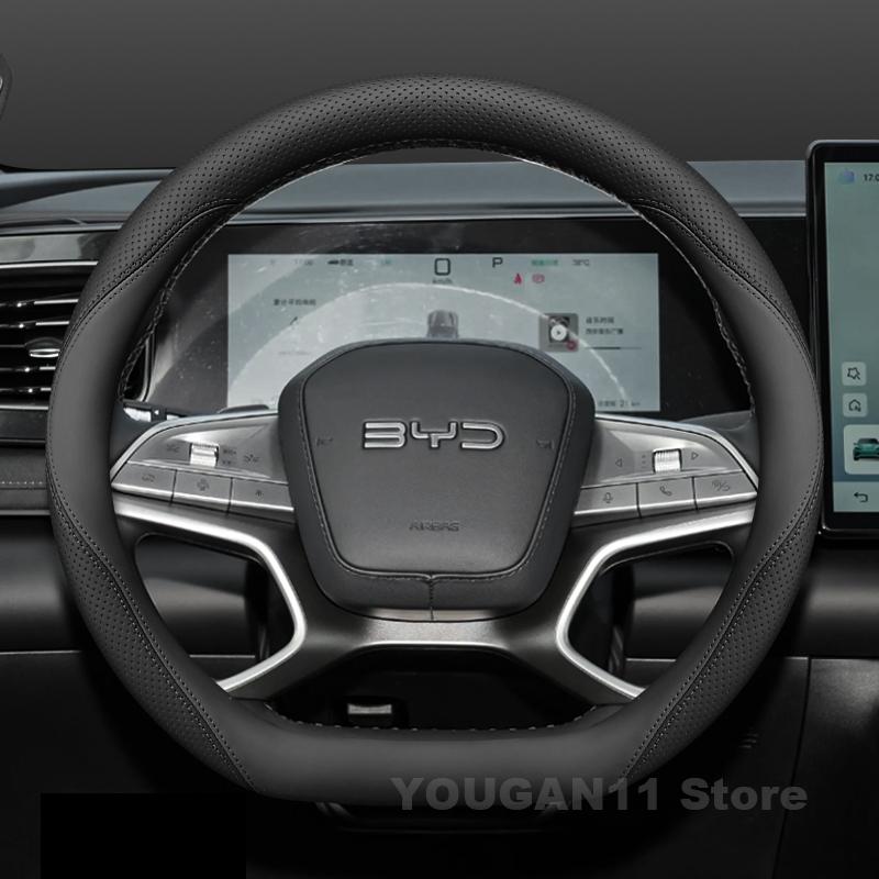 Leather Car Steering Wheel Cover For BYD Sealion 7 Dolphin Seal U Dm I 2020-2025 Auto Interior Byd Shark 06 Accessories 2025
