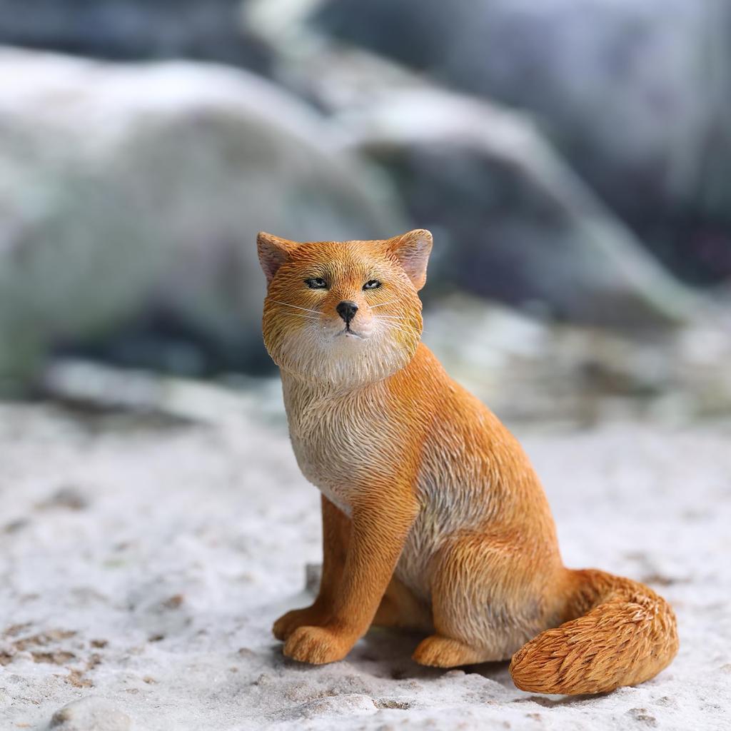 JXK Tibetan Sand Fox Cat Figure Miniature Resin Desk Birthday Fully Assembled Statue, Fox, Model, Accessory, Ornament, Gift, Painted,