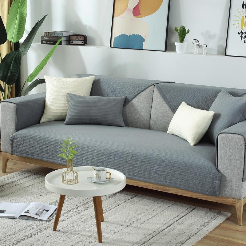Sofa Cushion Universal In All Seasons, Cotton Fabric Non-Slip Seat Cushion, Simple Modern Solid Wood Nordic Sofa Cover, Sofa Towel Cover