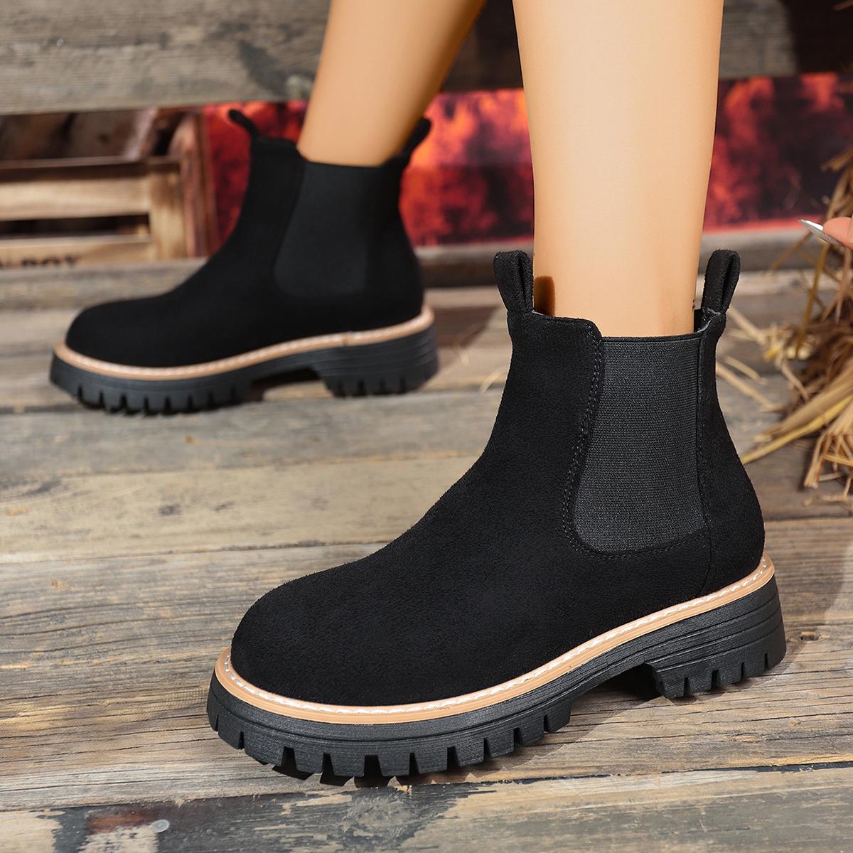 

Женские ботинки Новые зимние ботинки челси Женские туфли большого размера на платформе без застежки для женщин Классические ботильоны Zapatos De Mujer 35