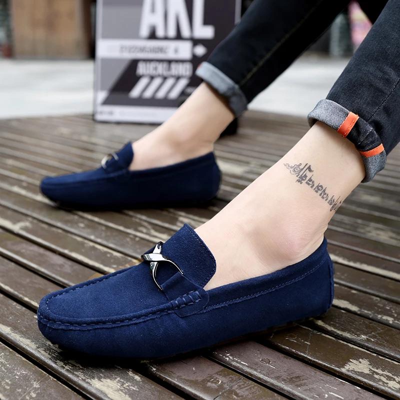 Italian Casual Leather Men Outdoor Breathable Lazy Shoe Casual Business Tooling Shoe Comfy Antiskid Driving Shoe Walking Loafers