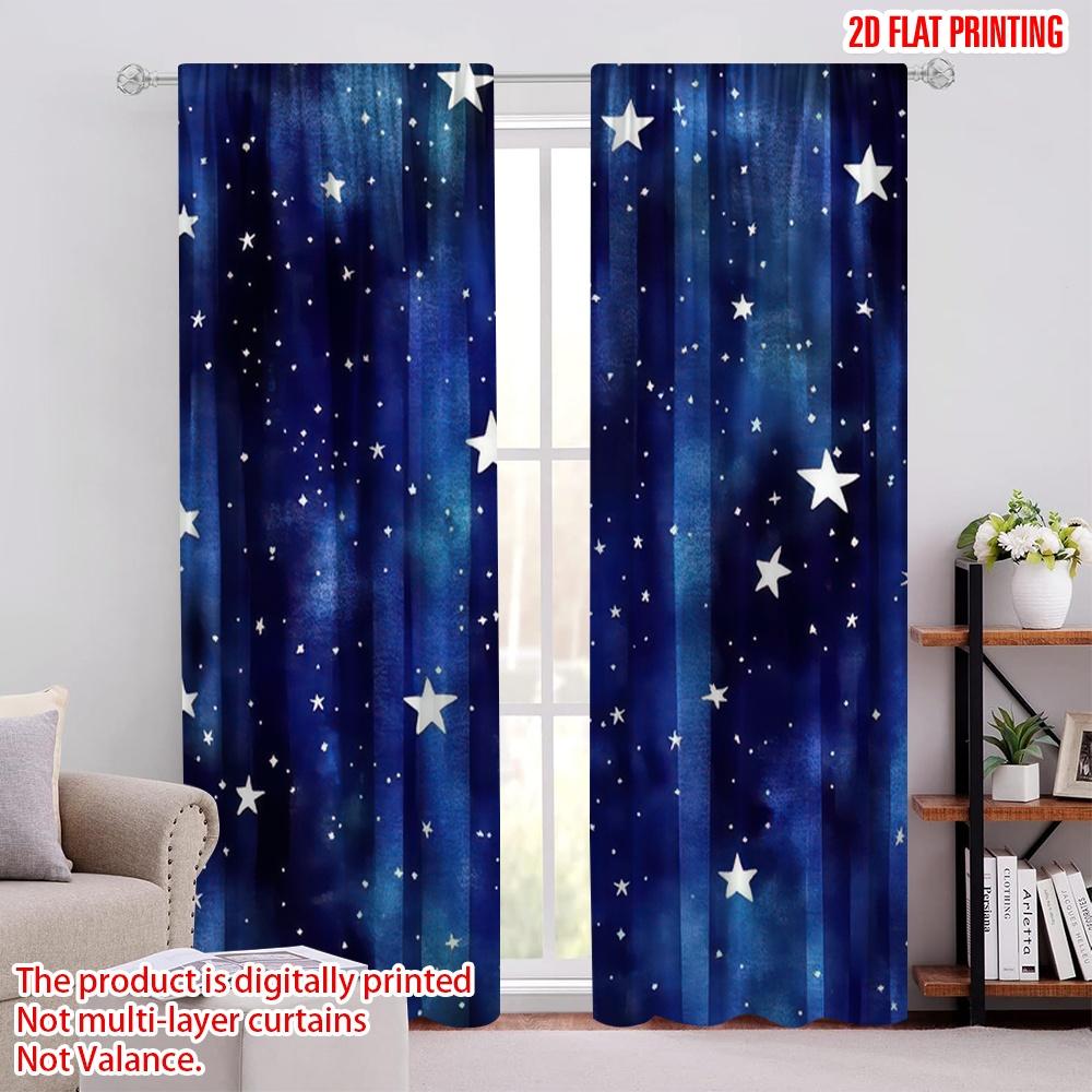 

2D flat printing 2pcs Window Curtains Sky Blue Constellations and Stars Protecting Privacy Family Party for Parties and Everyday 52.50 × 116.00 cm 2 pcs