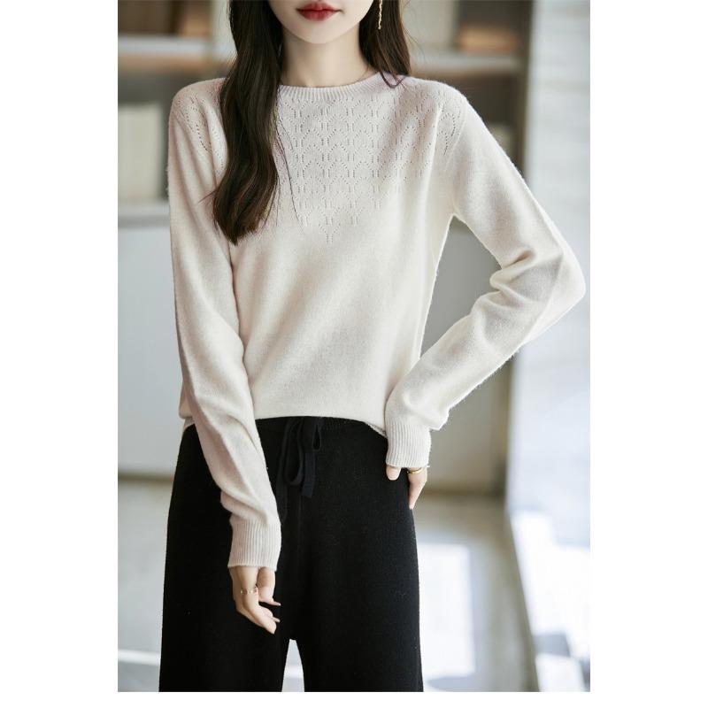 Round-neck Open-work Hook-pattern Loose Pullover Sweater Knitted Sweater Base Layer Sweater