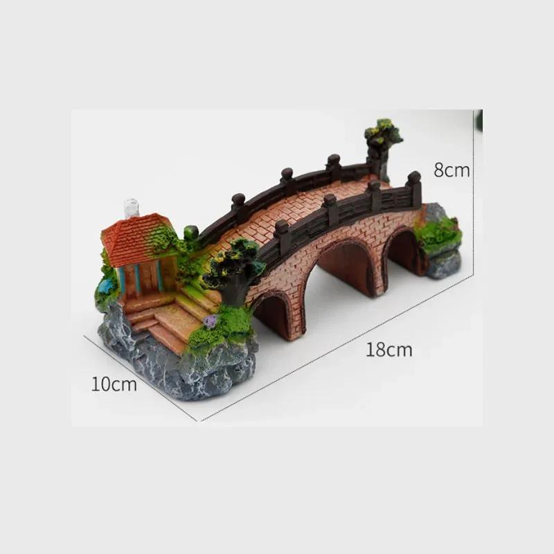 Simulation Cave Aquatic Pet Fish Resin Bridge Miniature Resin Landscapes Decoration  Accessories Ornament For Fish Tanks