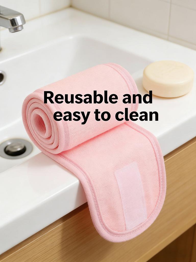 Women's Double-Layer Velcro Hair Band, Soft Stretch Headband for Face Washing & Makeup