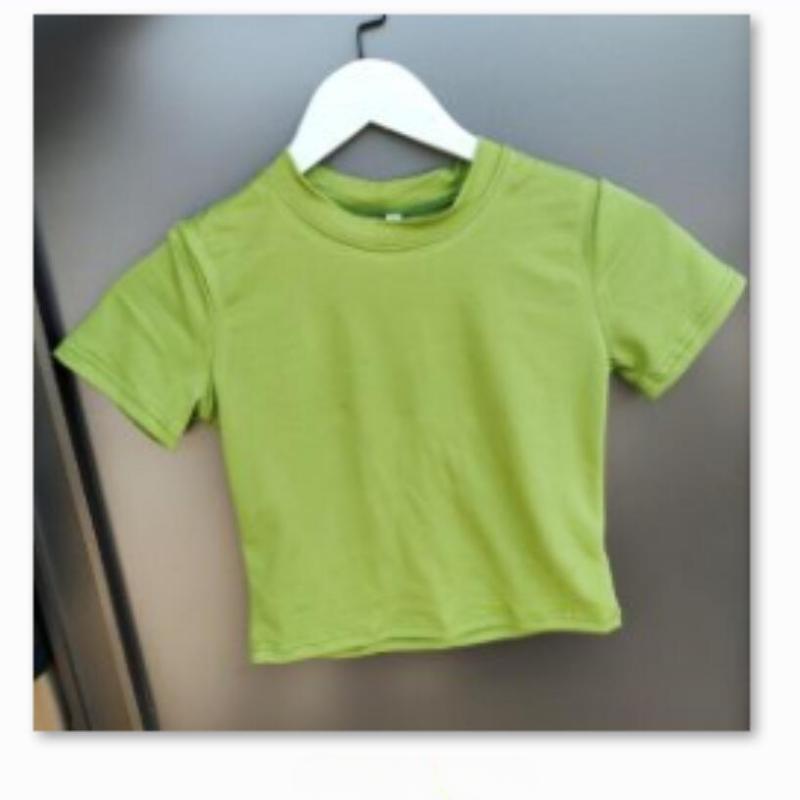 Nové letní dámské crop tričko jednobarevné s krátkým rukávem, slim fit, ležérní bavlněné tričko, ženské, jednoduchá móda, elegantní trička, žena 24498