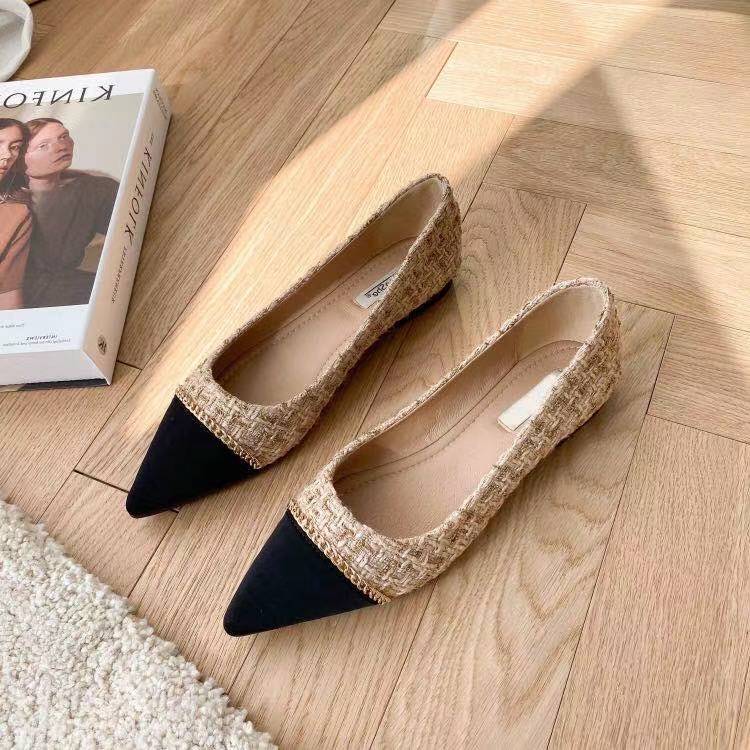 Pointed Toe Low Heel Elegant Office Shoes For Women 2025 Luxury Leather Casual Ladies Summer Footwear Y2k Non Slip Genuine Mark